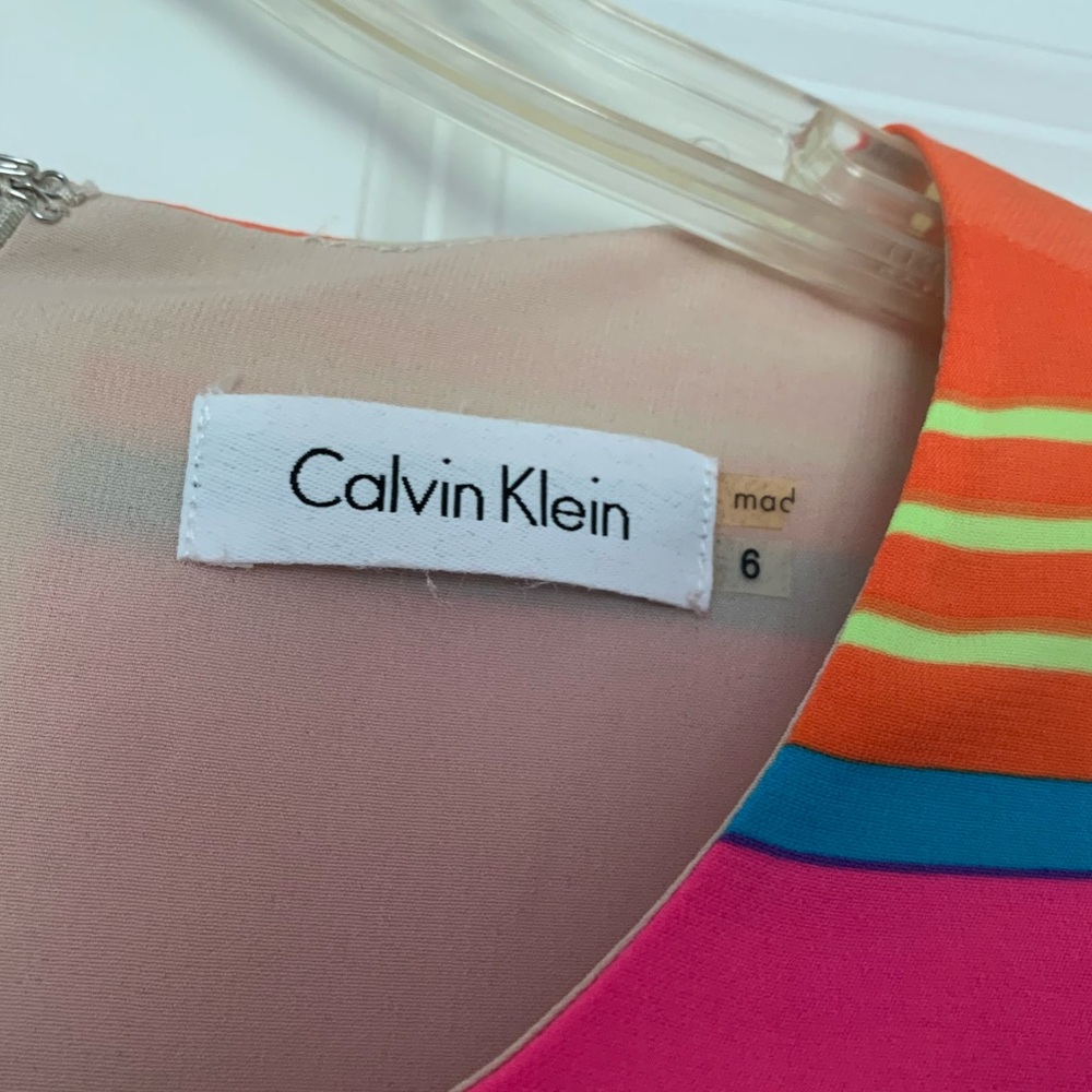 CK Summer Rainbow Horizontal Sleeveless Colorful Stripes Pink Yellow Orange - Picture 3 of 6